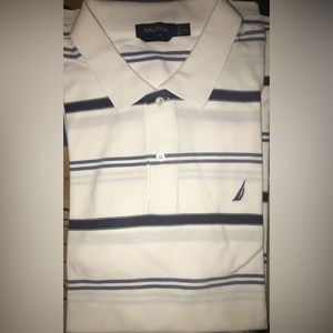 Nautica XXL White w Navy Blue Stripes